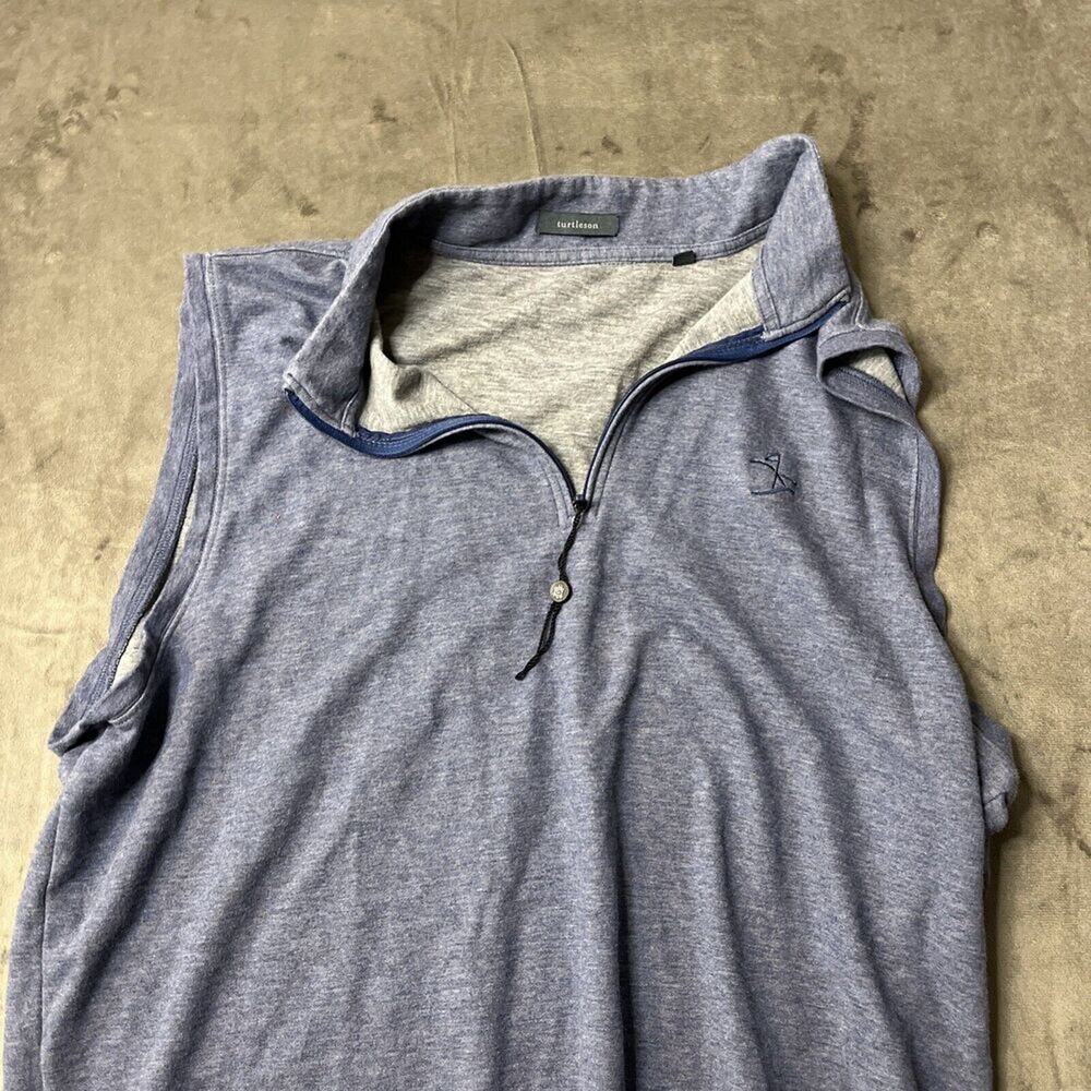 Turtleson Mens Blue Heathered Quarter Zip Sleeveless Pullover‎ Golf Vest